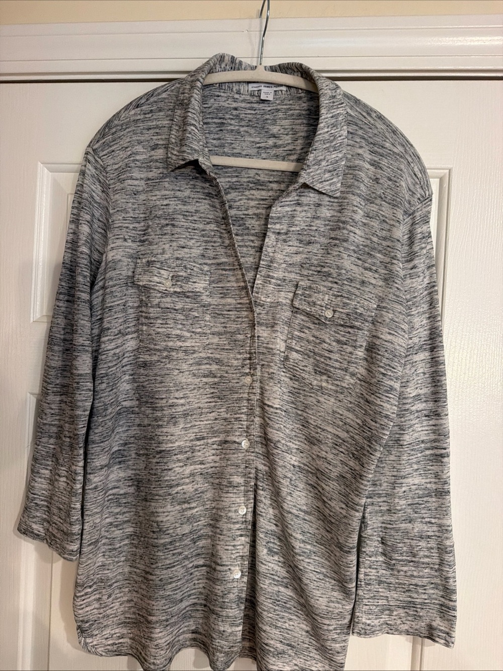 James Perse Standard burn out cotton Button-Up Shirt Size L(3)